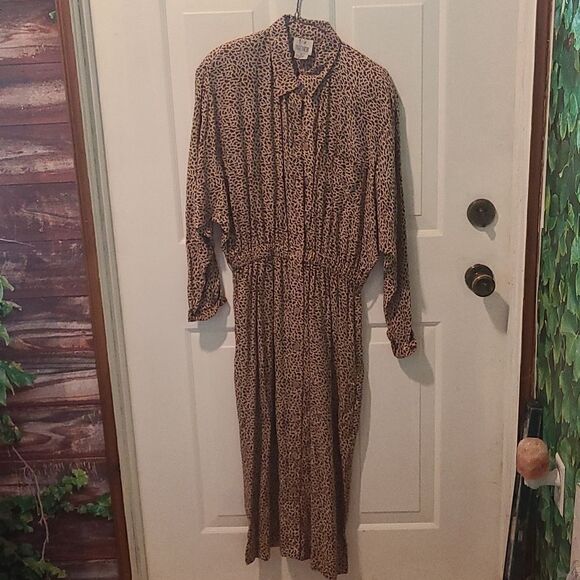 Size 10 Together Brown and Tan Print Midi Dress - Picture 1 of 3